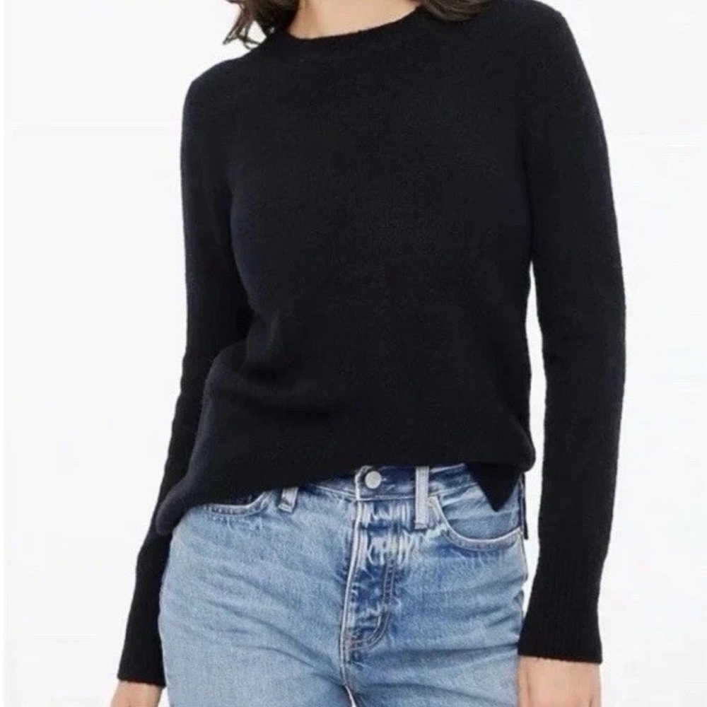 J.Crew Crewneck Sweater Women’s Small Black Wool Extra Soft Yarn Long Sleeve